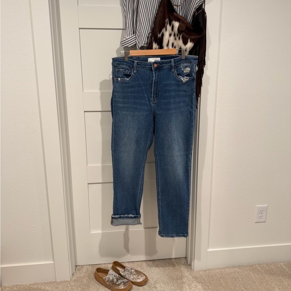 VERVET BY FLYING MONKEY Classic Blue Cropped Jeans